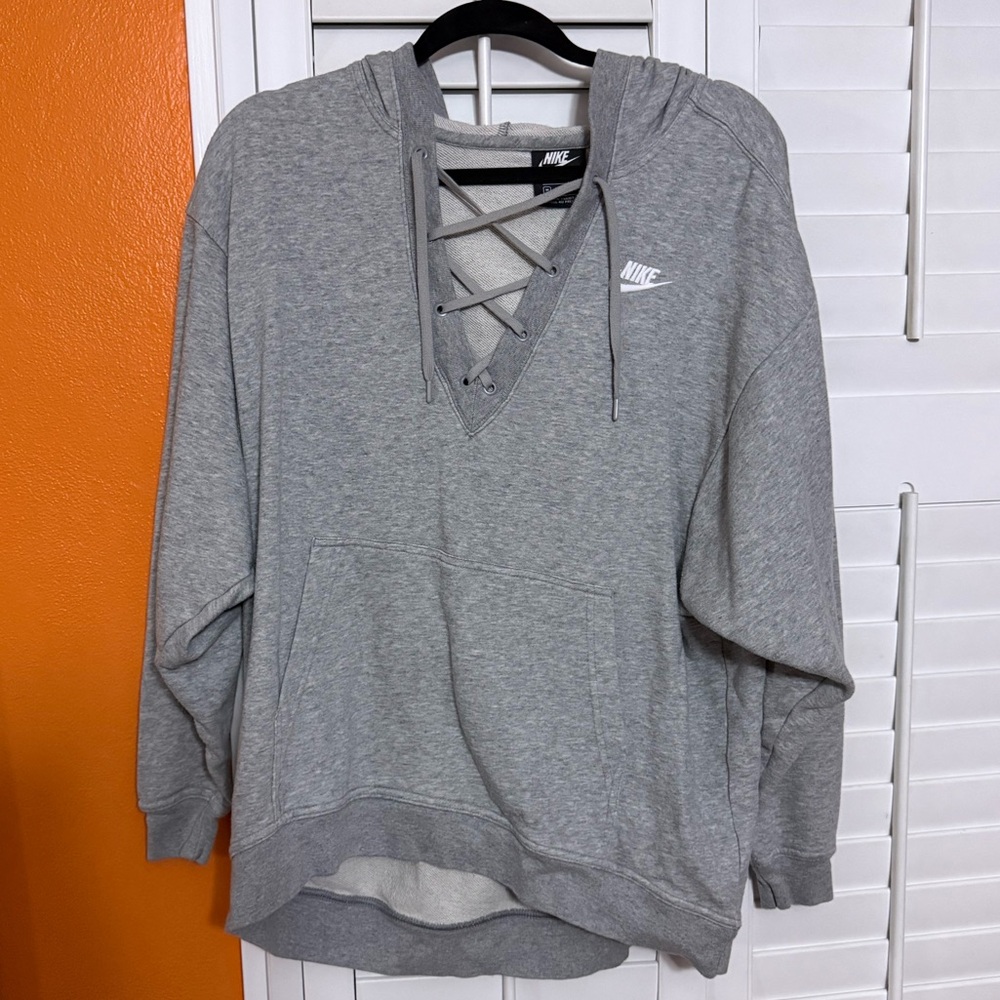 Nike Gray Lace-Up Hoodie